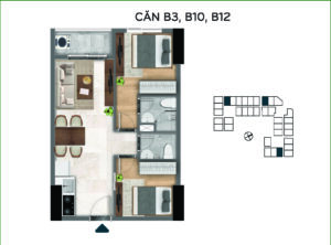 Mẫu căn hộ B3, B10, B12 Bcons City
