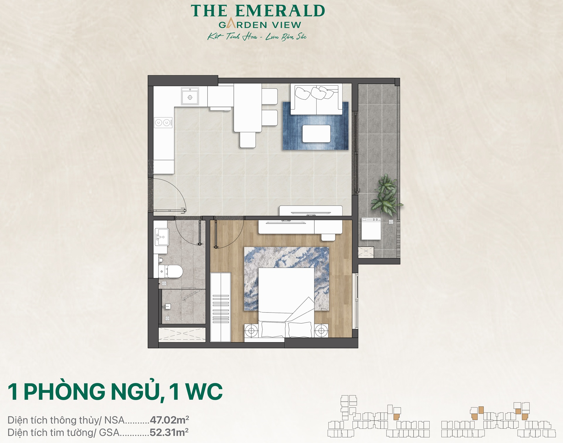 Thiết kế 1PN-1WC The Emerald Garden View
