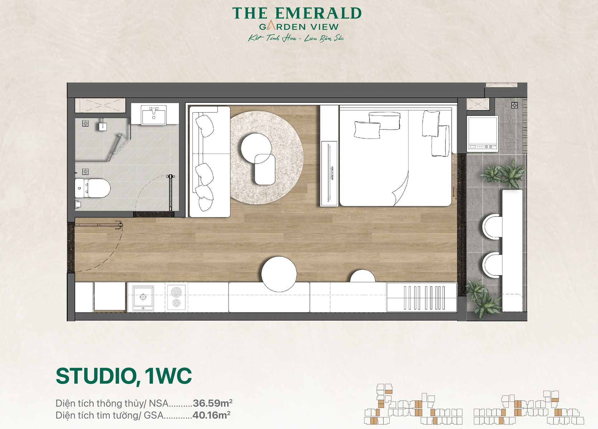 Thiết kế Stiudio 1WC The Emerald Garden View