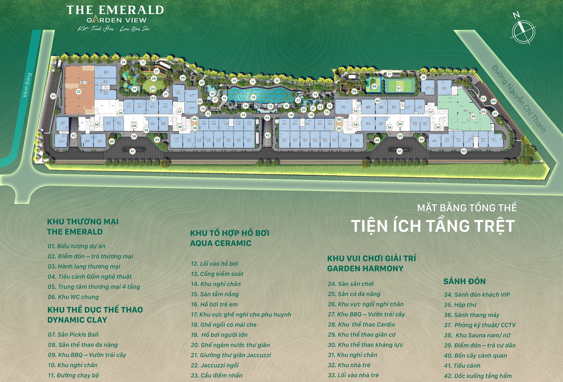 Tiện ích tầng trệt căn hộ The Emerald Garden View