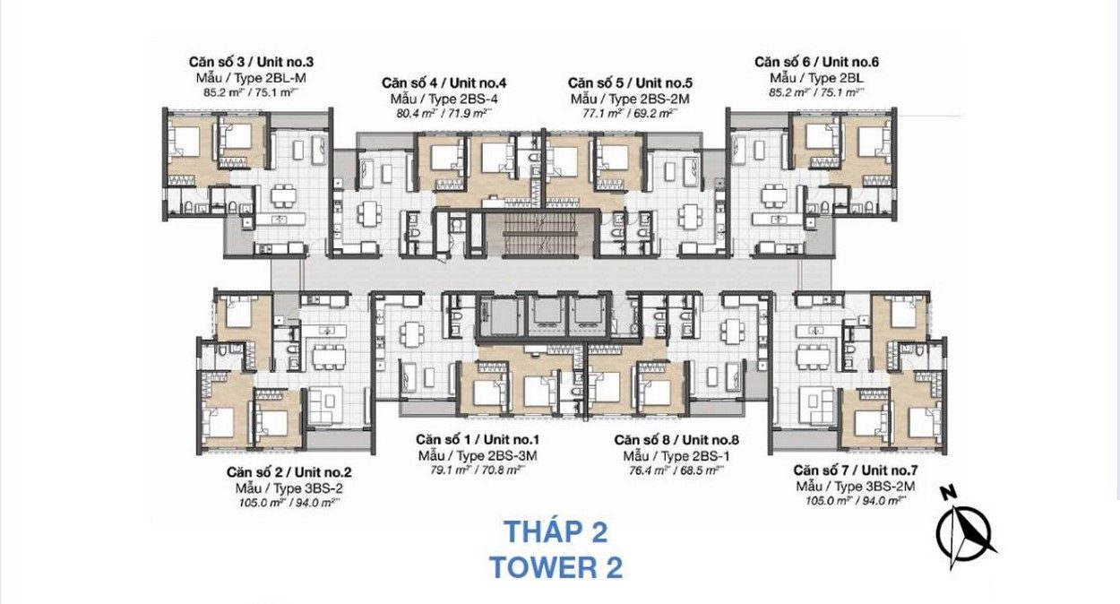 Mặt bằng Palm River Quận 2 tháp 2