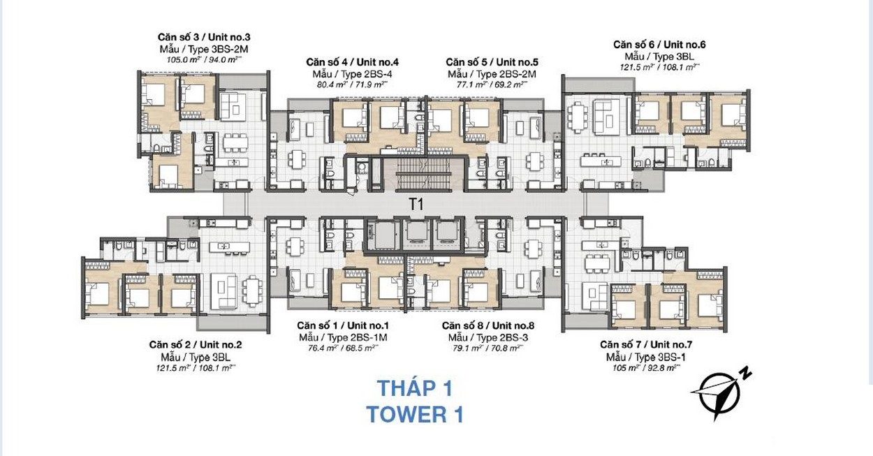 Mặt bằng Palm River Quận 2 tháp 1