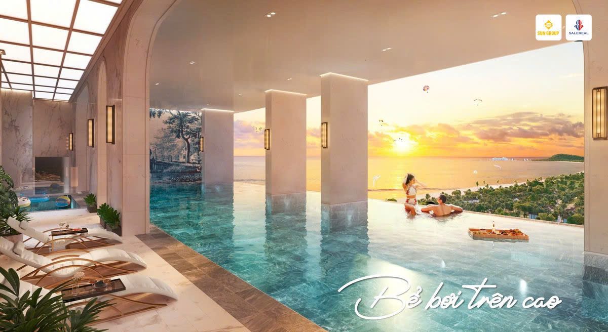 Phối cảnh hồ bơi vô cực tại toà căn hộ B6 Blanca City