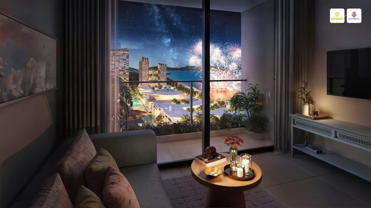 Phối cảnh view Sun World và pháo hoa từ căn hộ Sun Vũng Tàu