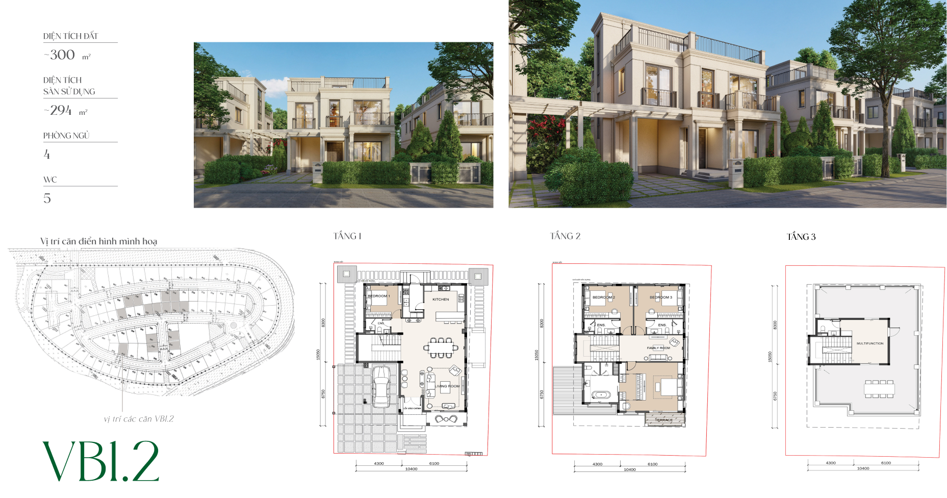 Garden Grand Villa(mái bằng - 3 tầng)