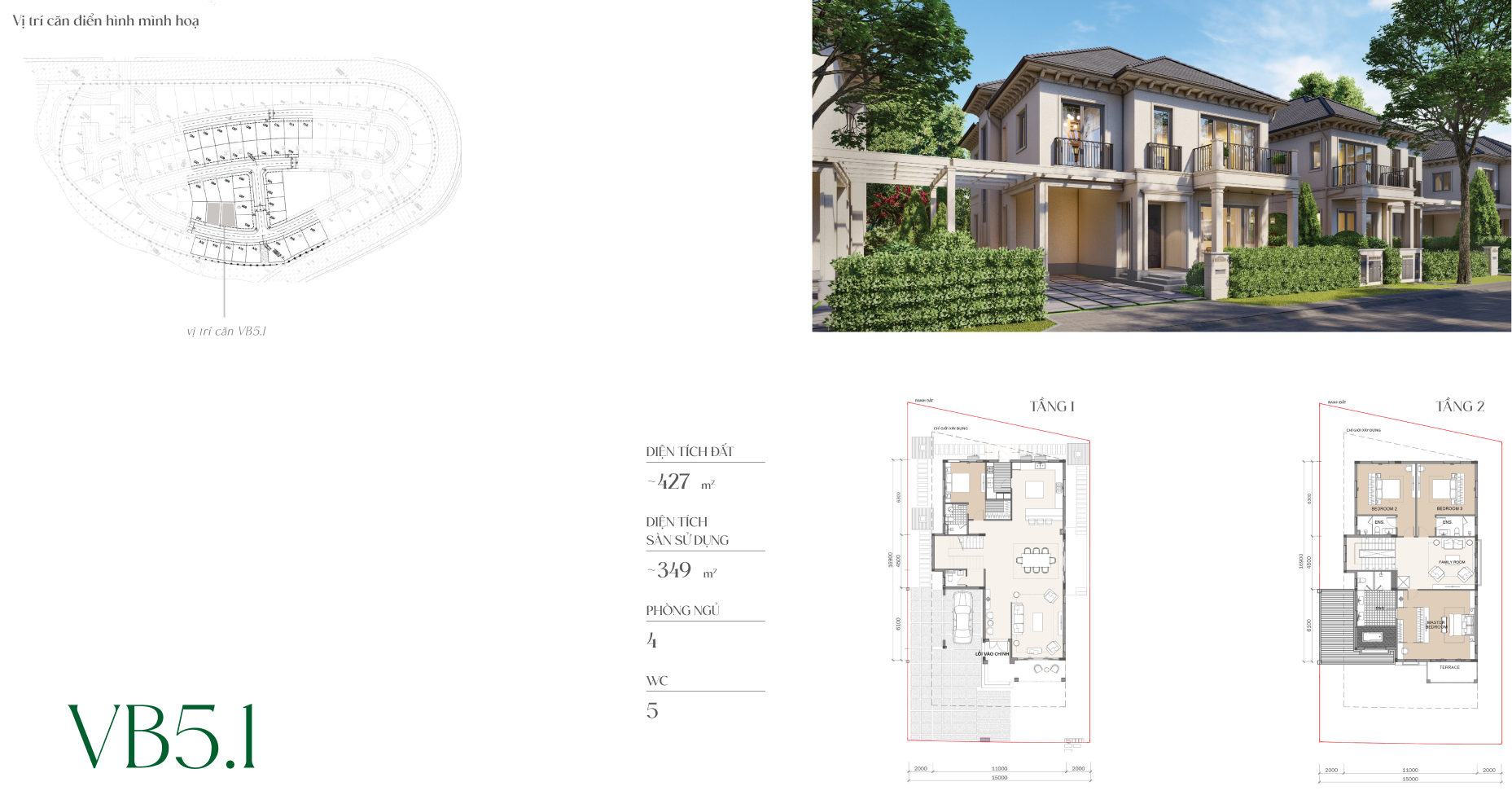 Garden Grand Villa(mái dốc - 2 tầng)