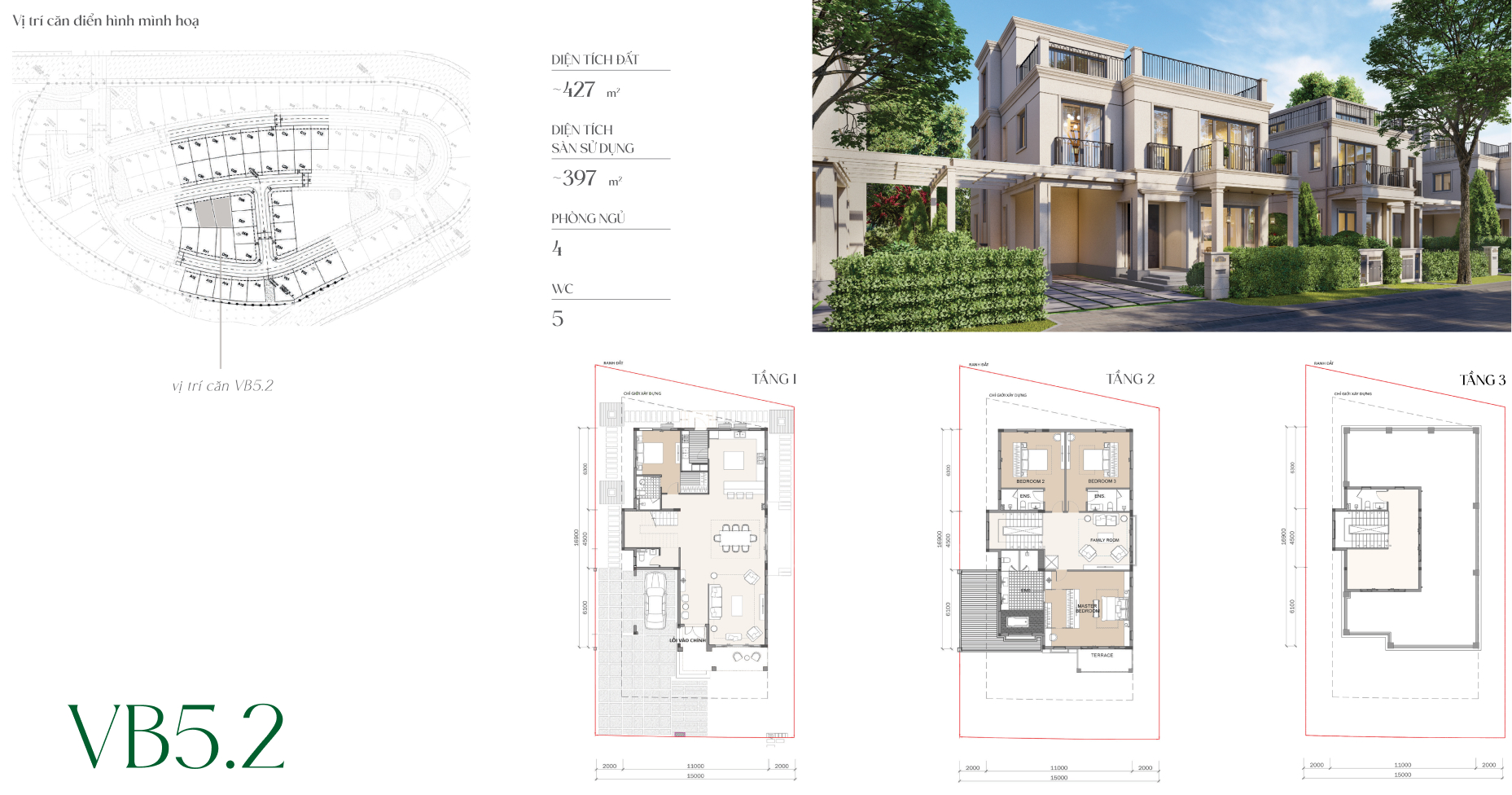 Garden Grand Villa(mái bằng - 3 tầng)