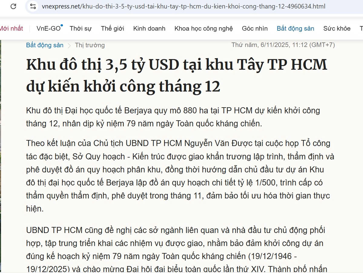 báo chí nói về dự án vinhomes hóc môn