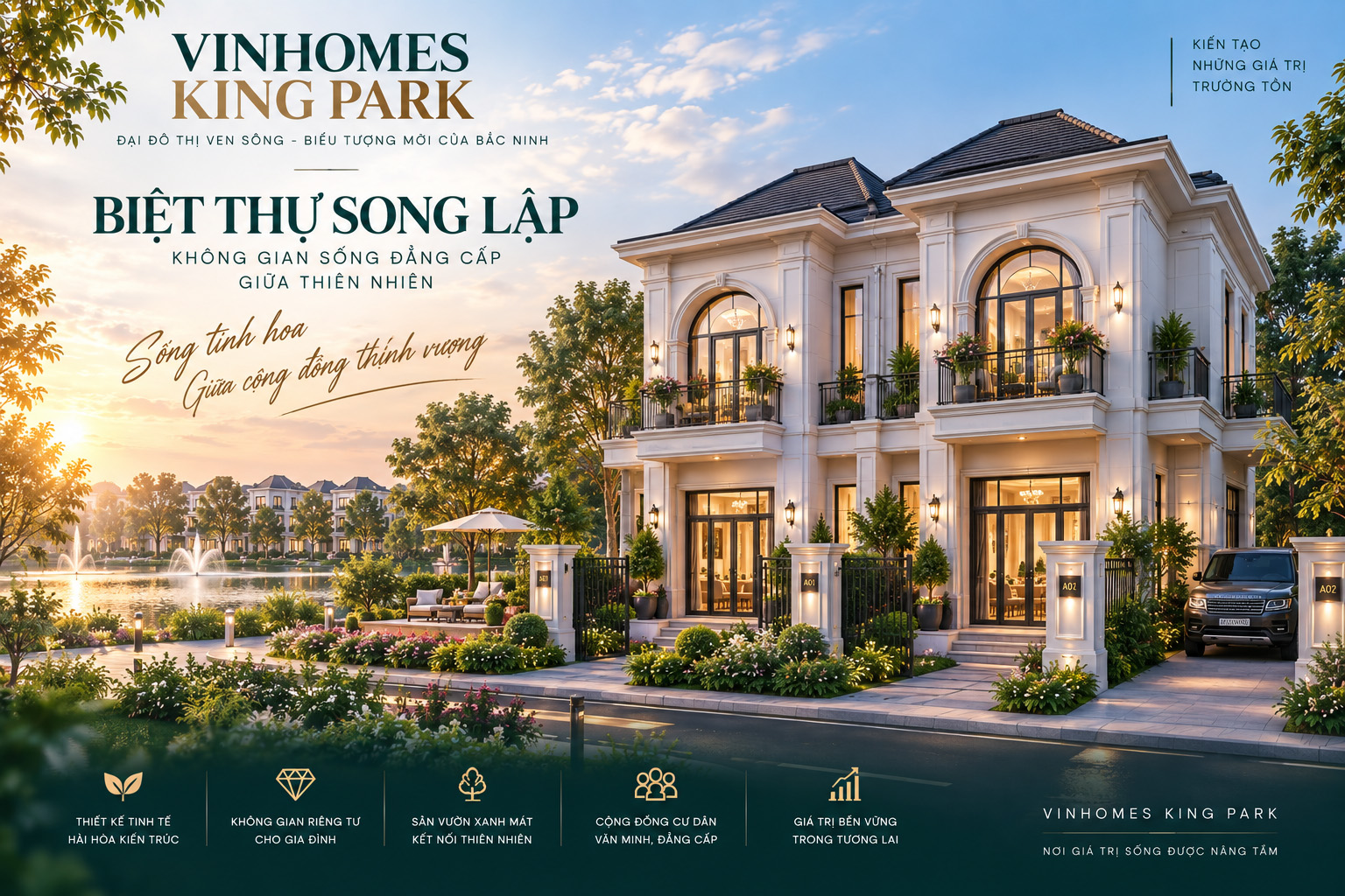 thiết kế biệt thự song lập vinhomes king park bắc ninh