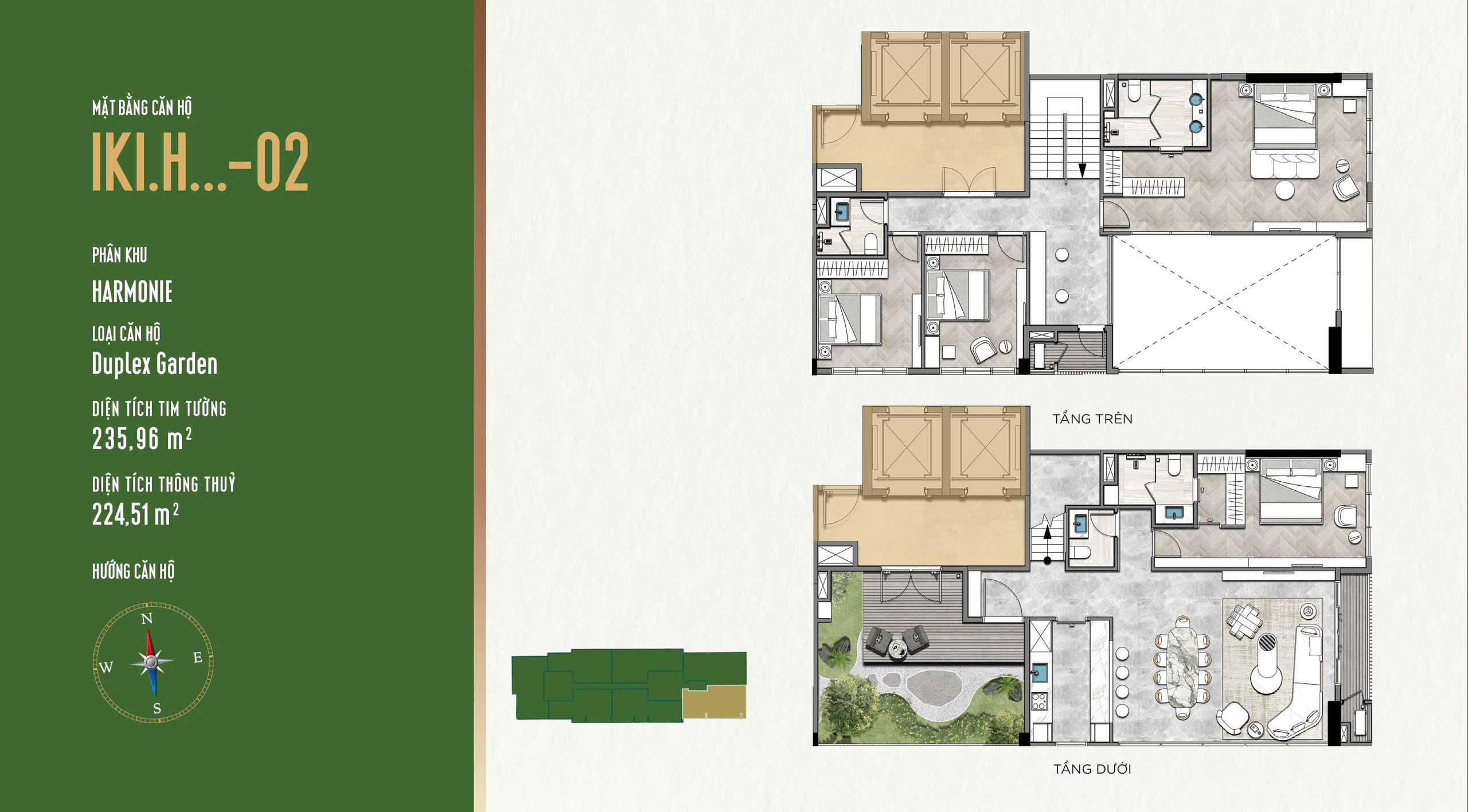 thiết kế căn duplex garden