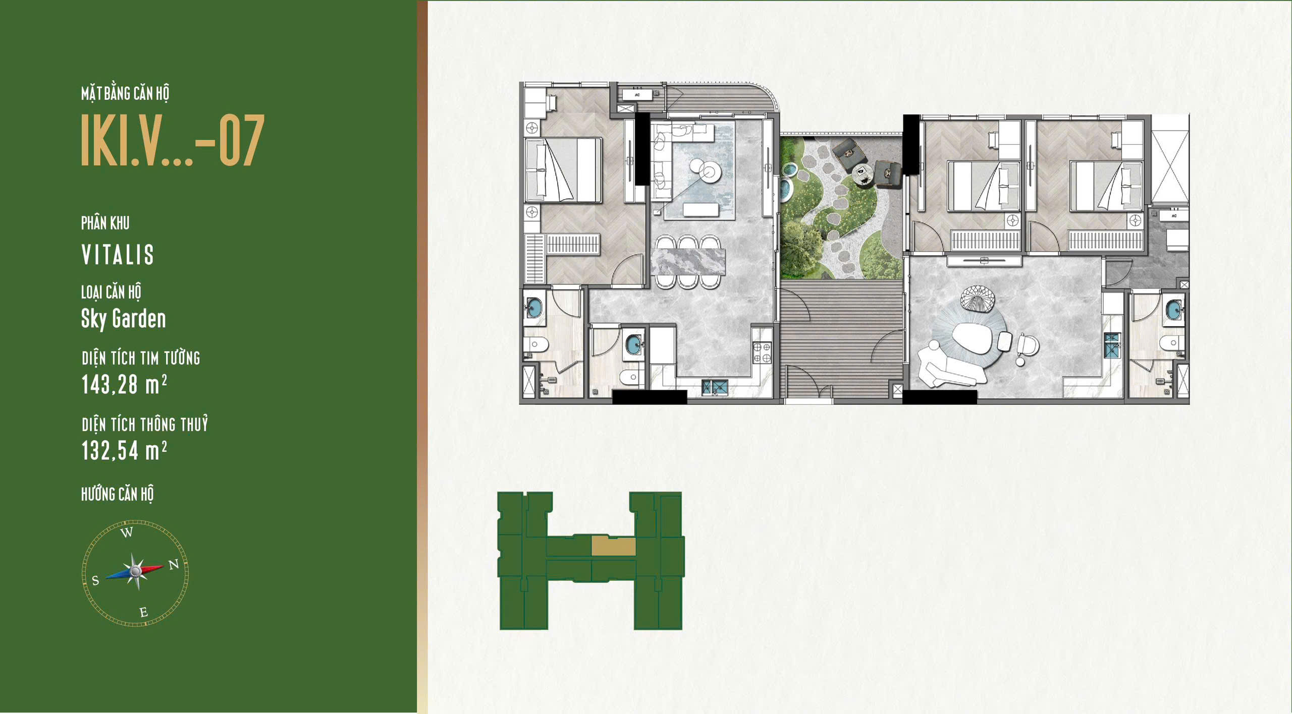 thiết kế căn hộ 143 m2